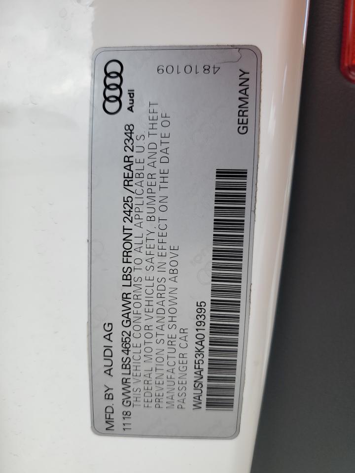 2019 Audi A5 Premium VIN: WAUSNAF53KA019395 Lot: 54145495