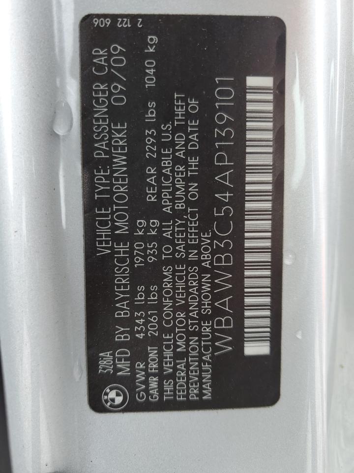 2010 BMW 328 I VIN: WBAWB3C54AP139101 Lot: 52750745