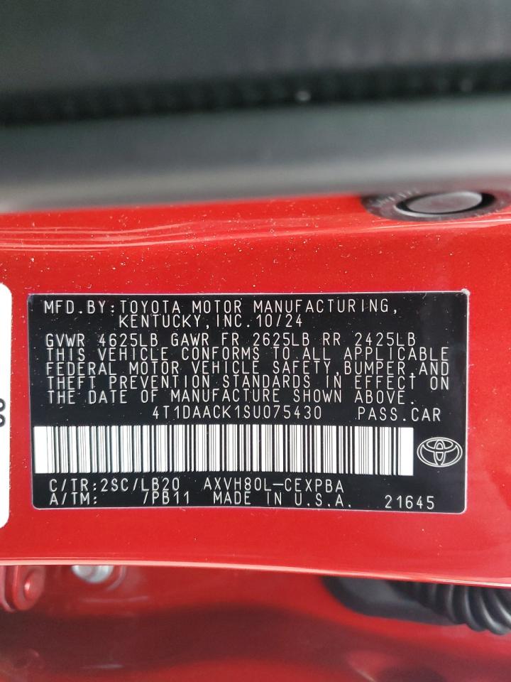 2025 Toyota Camry Xse VIN: 4T1DAACK1SU075430 Lot: 53402235