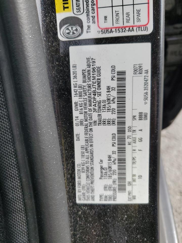2014 Ford Fiesta Se VIN: 3FADP4BJ7EM196197 Lot: 53540005