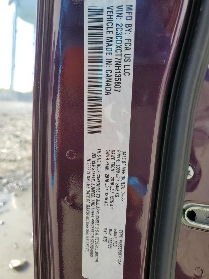 2022 Dodge Charger R/T VIN: 2C3CDXCT7NH135807 Lot: 51640725