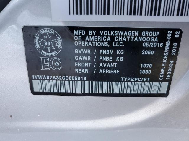 2016 VOLKSWAGEN PASSAT S