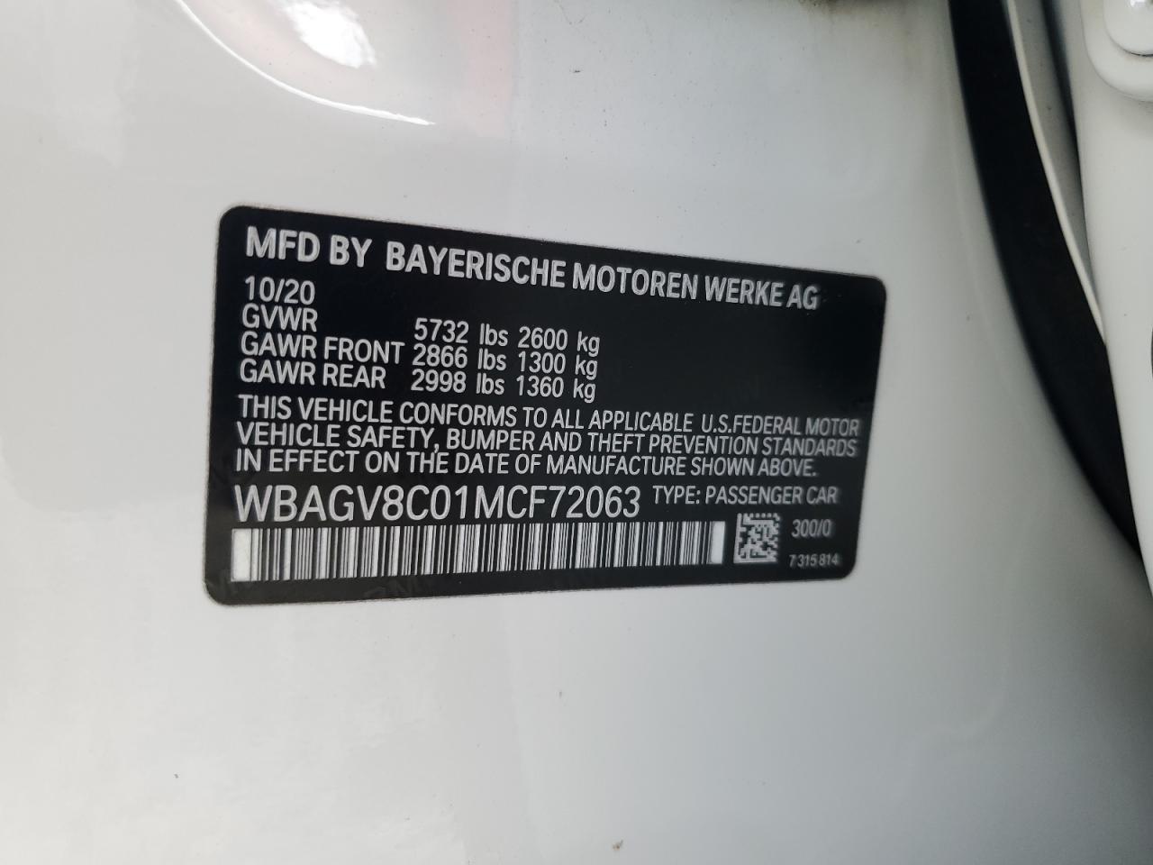 2021 BMW M850Xi VIN: WBAGV8C01MCF72063 Lot: 54439815
