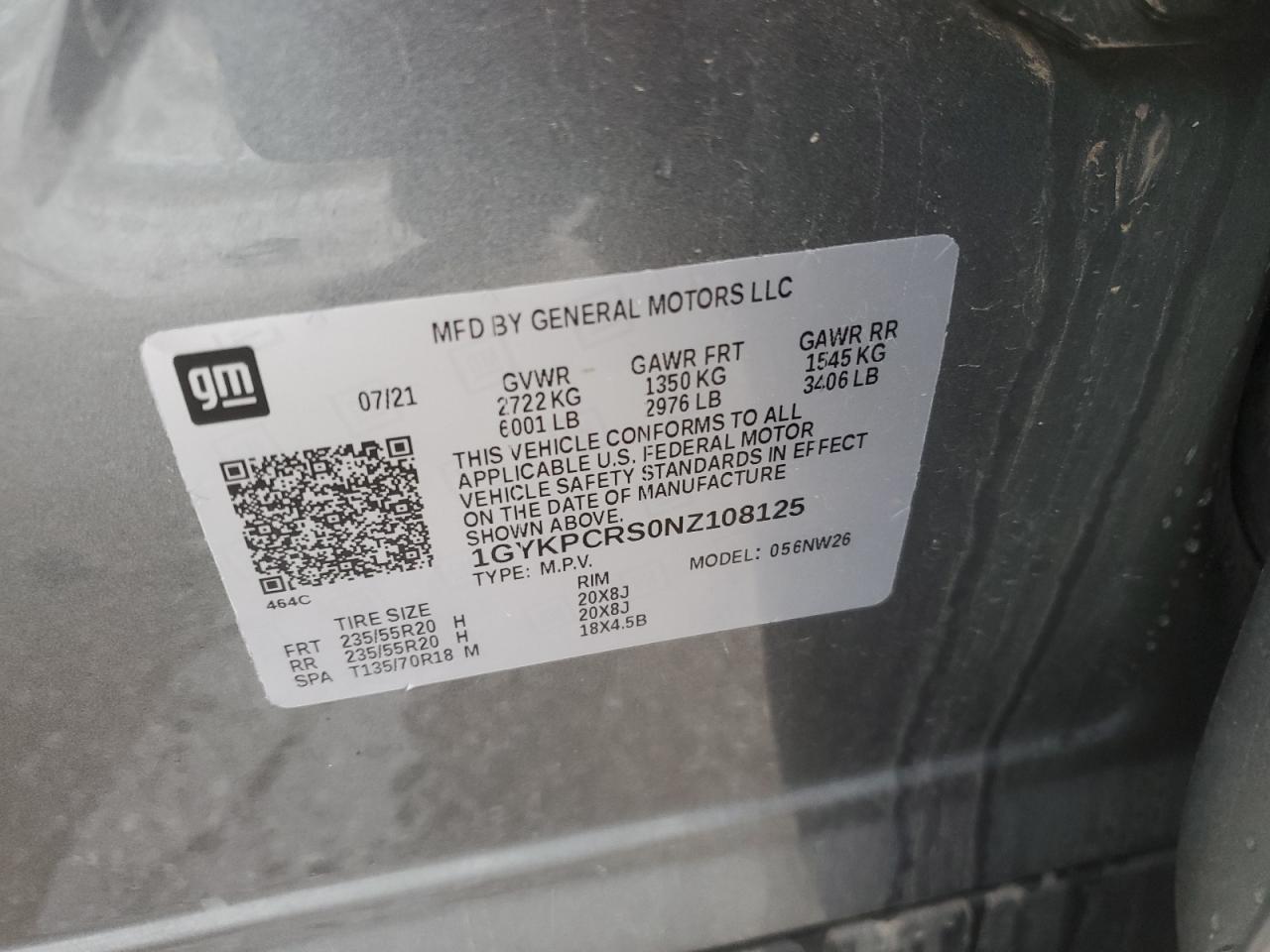 2022 Cadillac Xt6 Premium Luxury VIN: 1GYKPCRS0NZ108125 Lot: 51972465