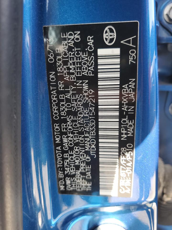 2013 Toyota Prius C VIN: JTDKDTB33D1547219 Lot: 54197665