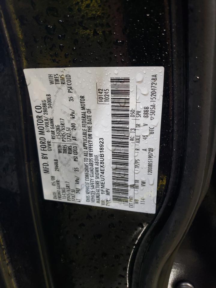 2008 Ford Explorer Eddie Bauer VIN: 1FMEU74EX8UB18923 Lot: 51846015