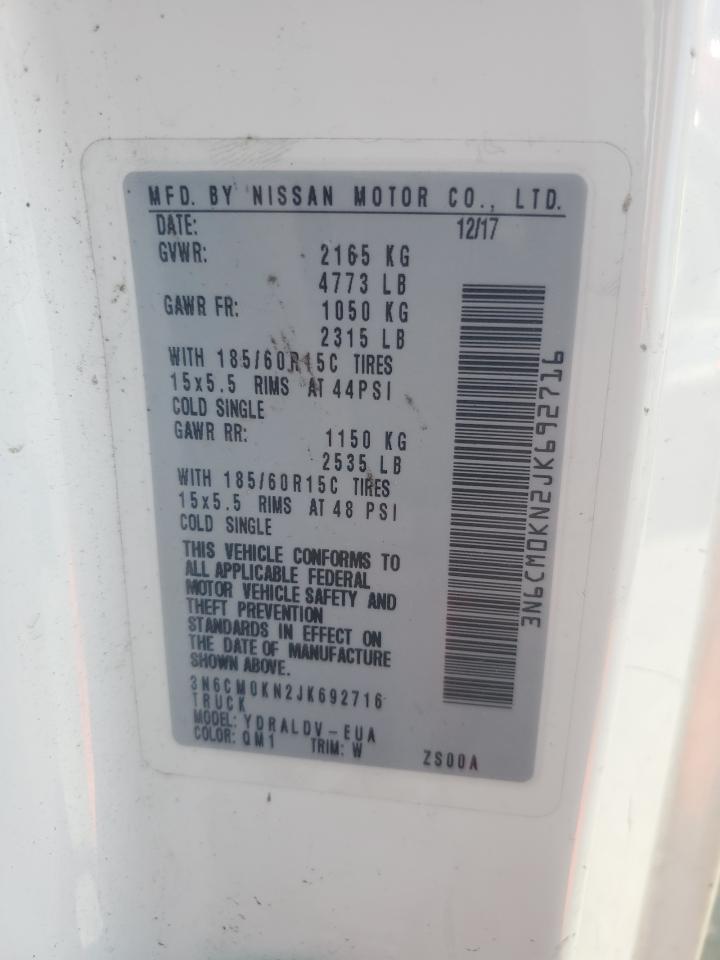 2018 Nissan Nv200 2.5S VIN: 3N6CM0KN2JK692716 Lot: 54175165