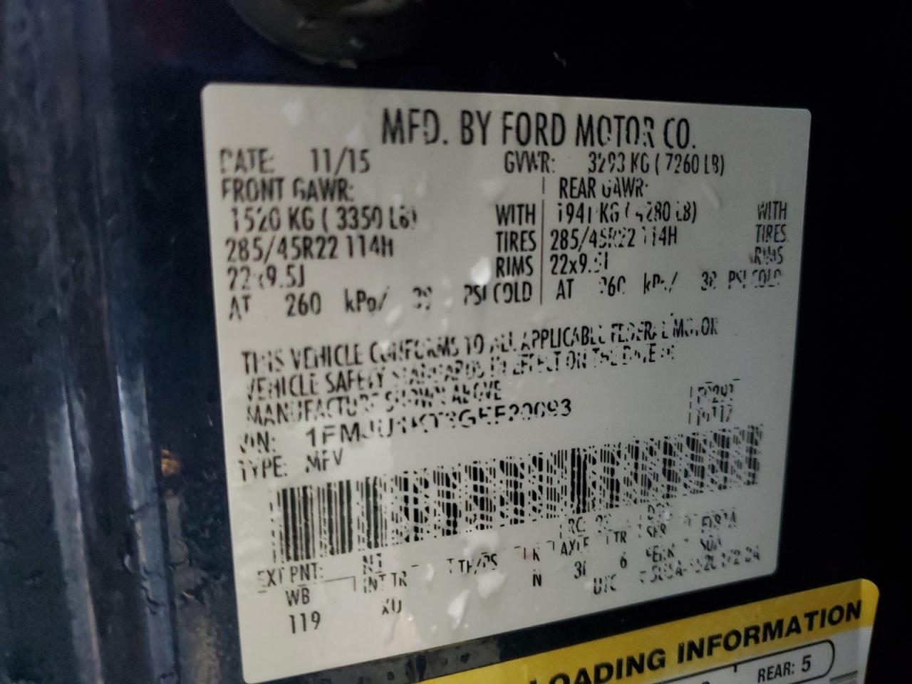 2016 Ford Expedition Limited VIN: 1FMJU1KT3GEF20093 Lot: 54096765