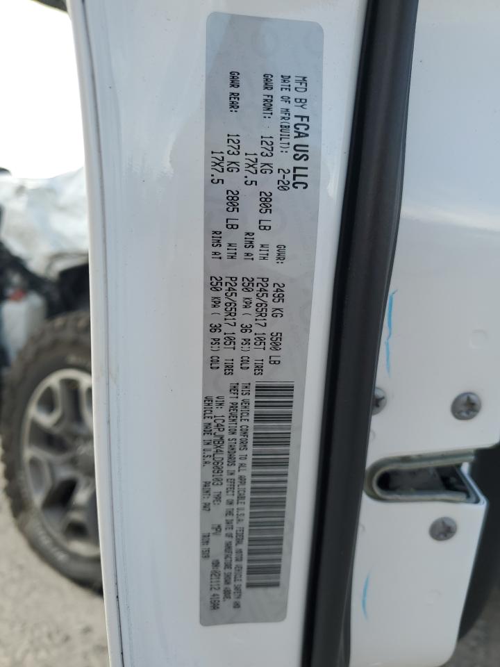 2020 Jeep Cherokee Trailhawk VIN: 1C4PJMBX4LD609103 Lot: 53513975