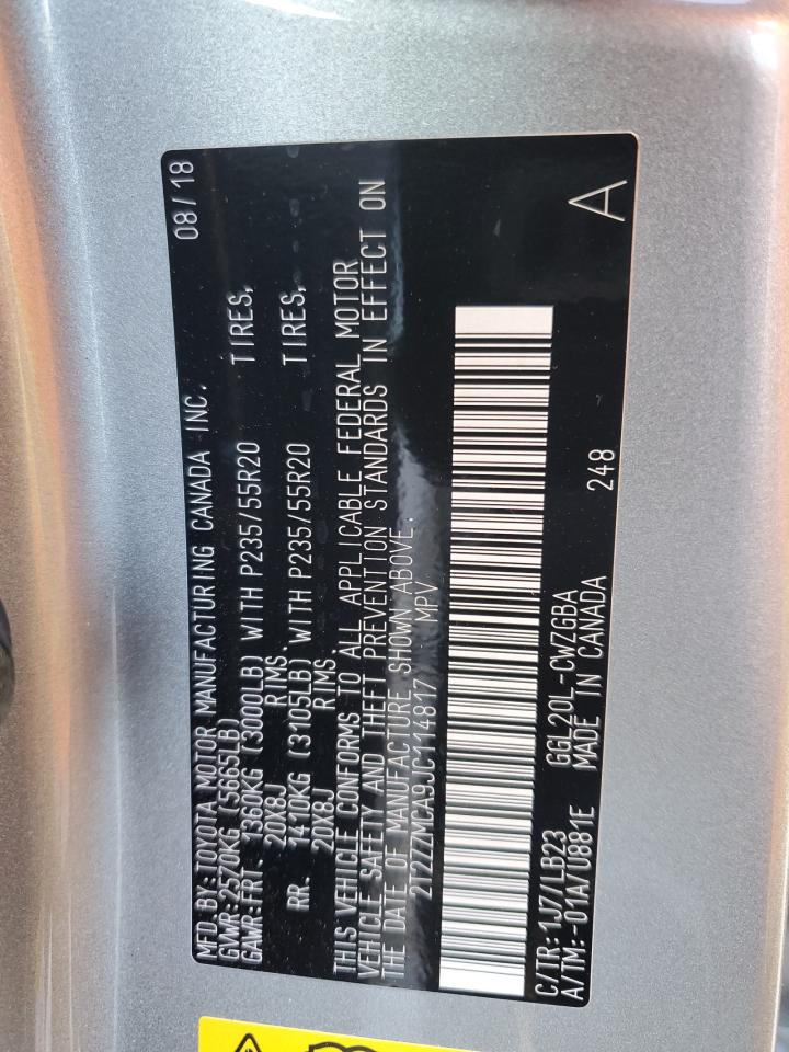 2T2ZZMCA9JC114817 2018 Lexus Rx 350 Base