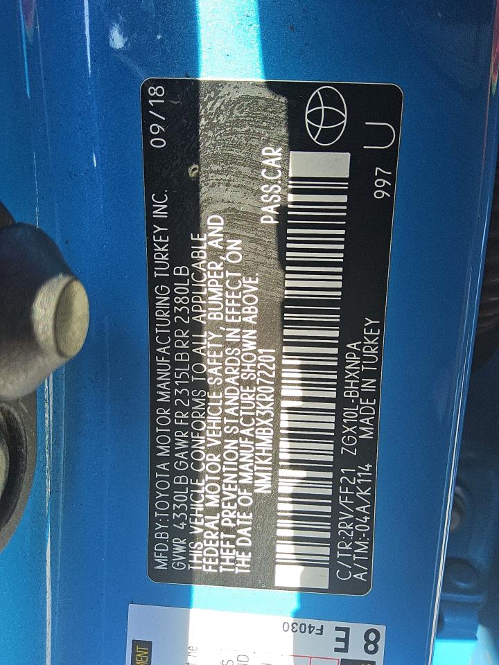 2019 Toyota C-Hr Xle VIN: NMTKHMBX3KR072201 Lot: 48558845