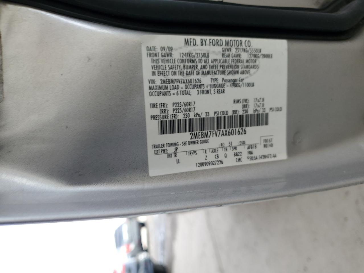 2010 Mercury Grand Marquis Ls VIN: 2MEBM7FV7AX601626 Lot: 54329735