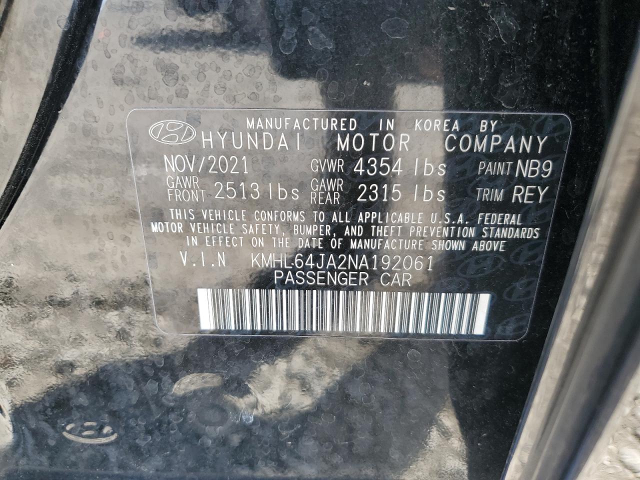 2022 Hyundai Sonata Sel VIN: KMHL64JA2NA192061 Lot: 50432875