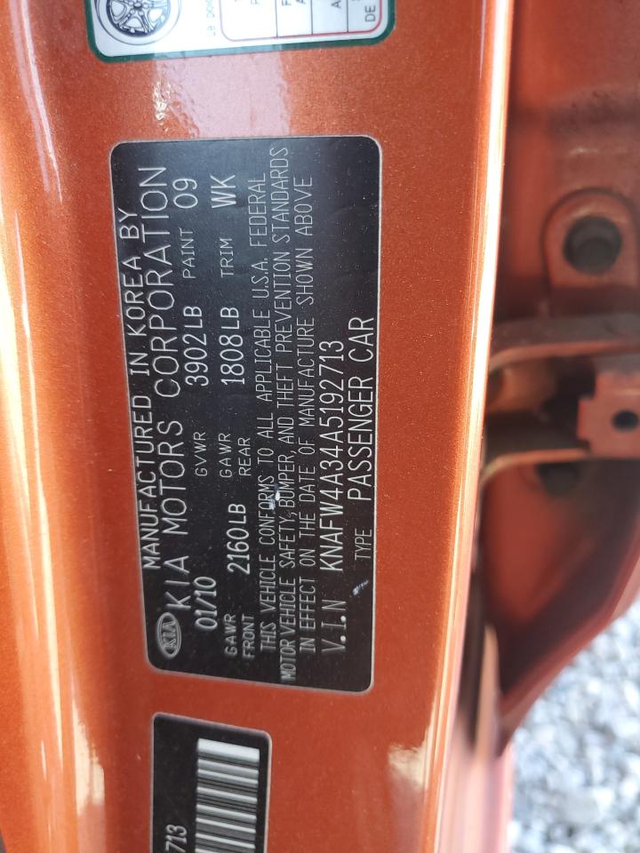 2010 Kia Forte Sx VIN: KNAFW4A34A5192713 Lot: 52306425