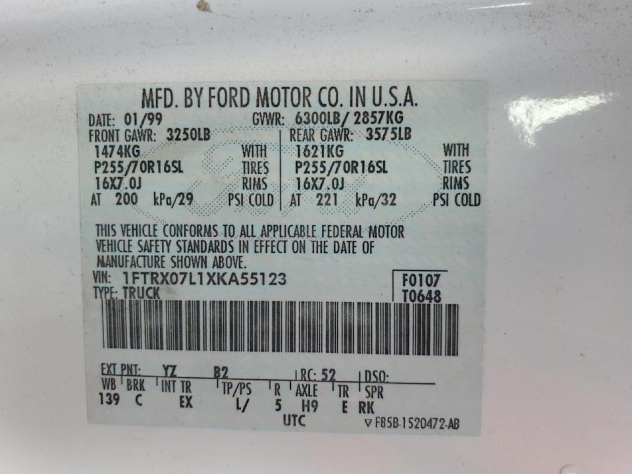 1FTRX07L1XKA55123 1999 Ford F150