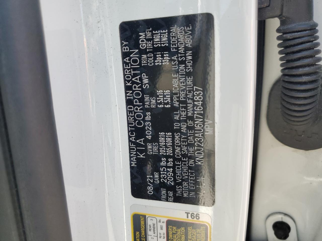 kndj23au6n7164837 KNDJ23AU6N7164837 2022 Kia Soul Lx