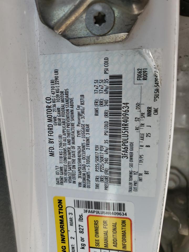 2017 Ford Fusion Se Hybrid VIN: 3FA6P0LU5HR409634 Lot: 54029305