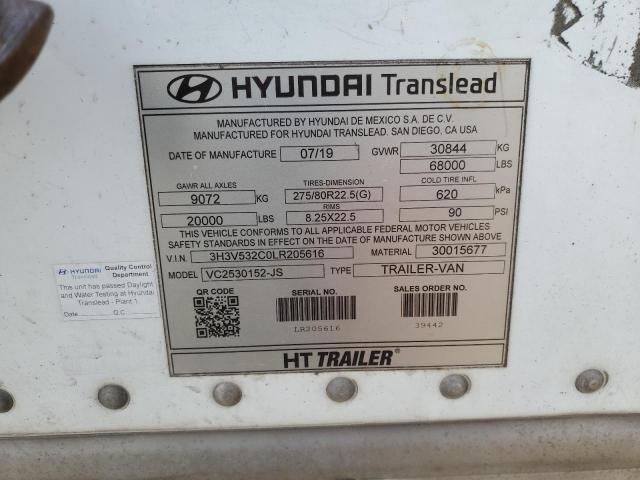 2020 HYUNDAI TRANSLEAD VC2530152-JS DRY VAN TRAILER