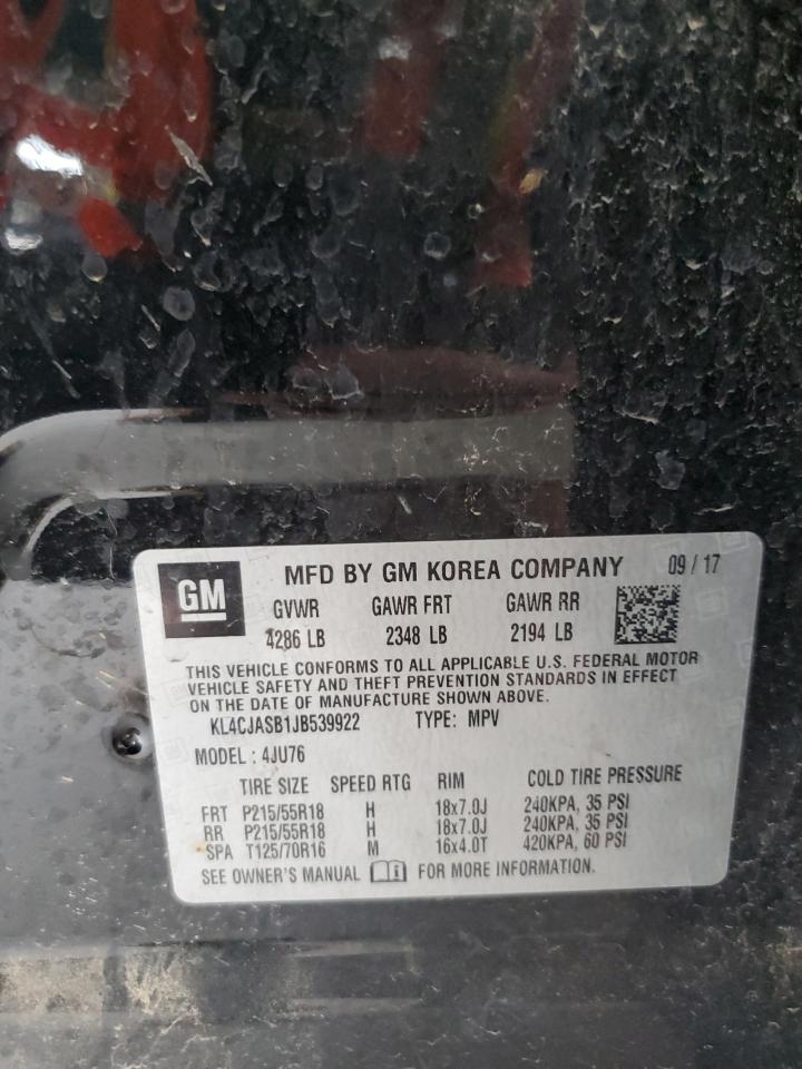 2018 Buick Encore Preferred VIN: KL4CJASB1JB539922 Lot: 53040395