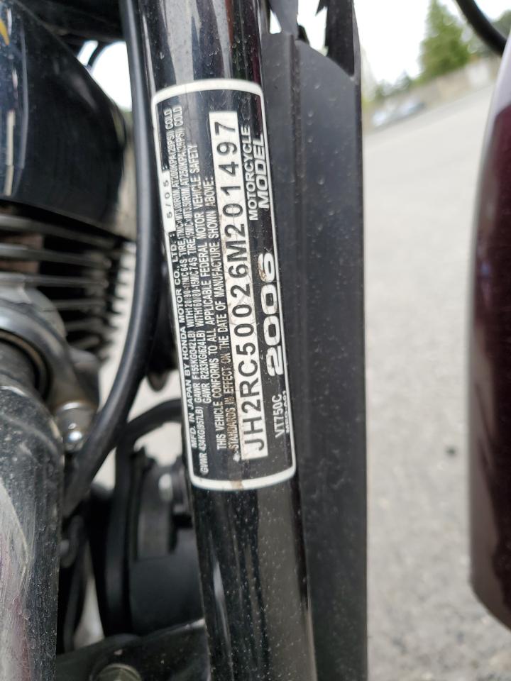 2006 Honda Vt750 C VIN: JH2RC50026M201497 Lot: 55116825