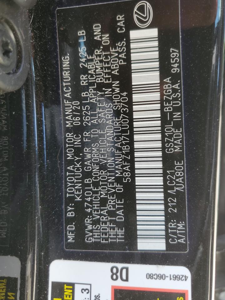 2020 Lexus Es 350 Ultra Luxury VIN: 58AFZ1B17LU073704 Lot: 52967855