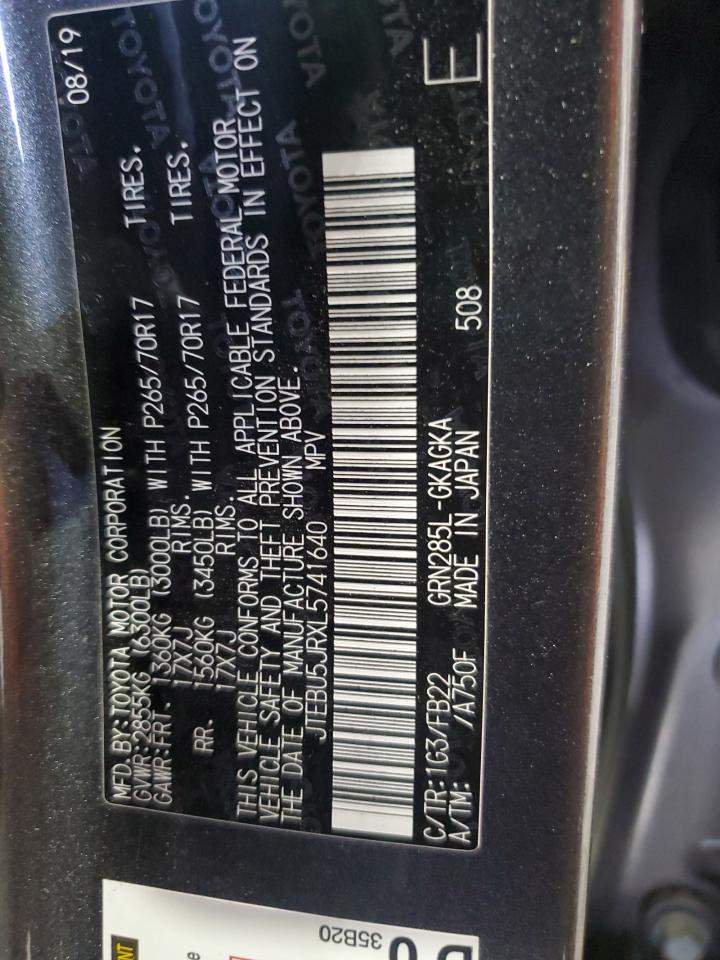 2020 Toyota 4Runner Sr5/Sr5 Premium VIN: JTEBU5JRXL5741640 Lot: 54176115