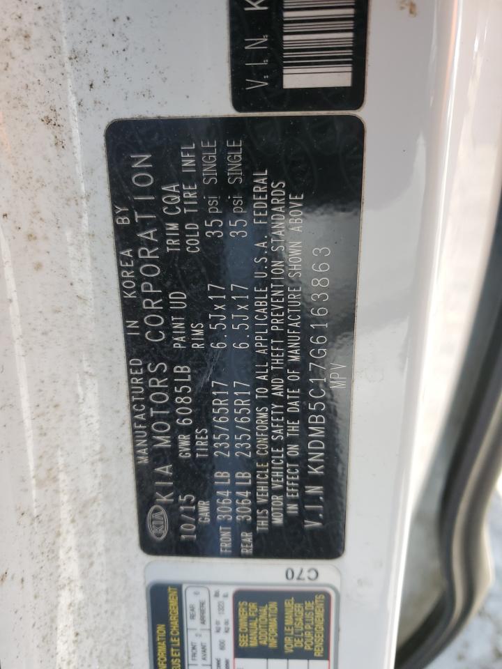 2016 Kia Sedona Lx VIN: KNDMB5C17G6163863 Lot: 52128745