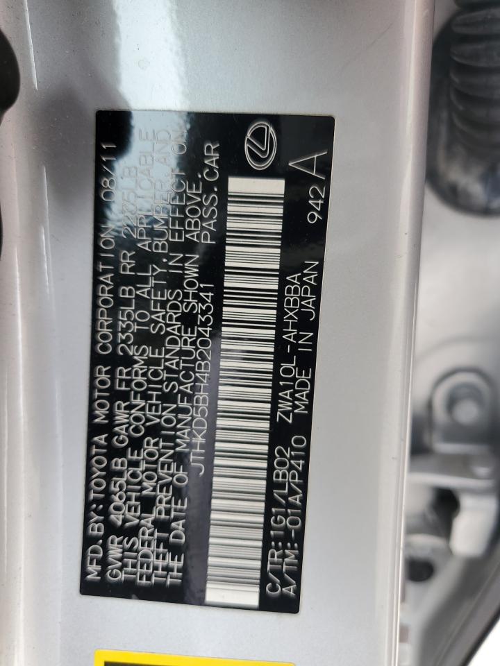 2011 Lexus Ct 200 VIN: JTHKD5BH4B2043341 Lot: 55023225