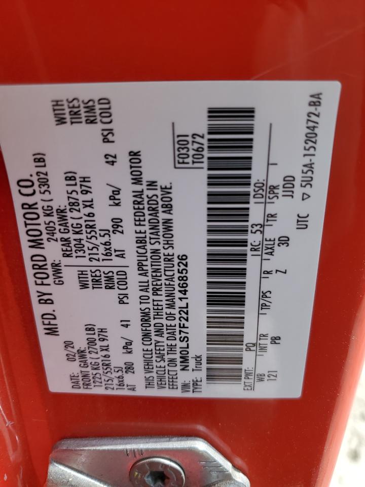 2020 Ford Transit Connect Xlt VIN: NM0LS7F22L1468526 Lot: 54530185