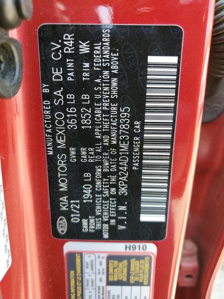 2021 Kia Rio Lx VIN: 3KPA24AD1ME378395 Lot: 53445695