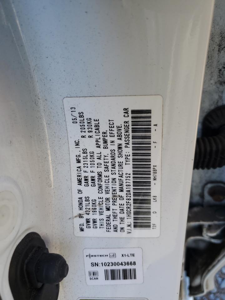 2013 Honda Accord Exl VIN: 1HGCR2F82DA197752 Lot: 53608885