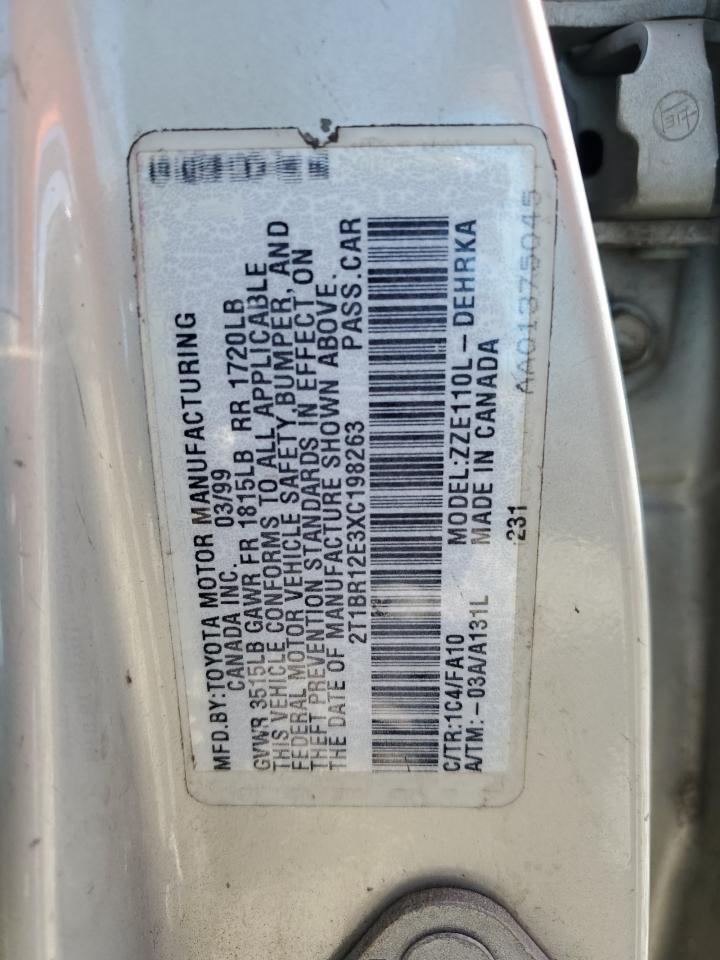 1999 Toyota Corolla Ve VIN: 2T1BR12E3XC198263 Lot: 55024465