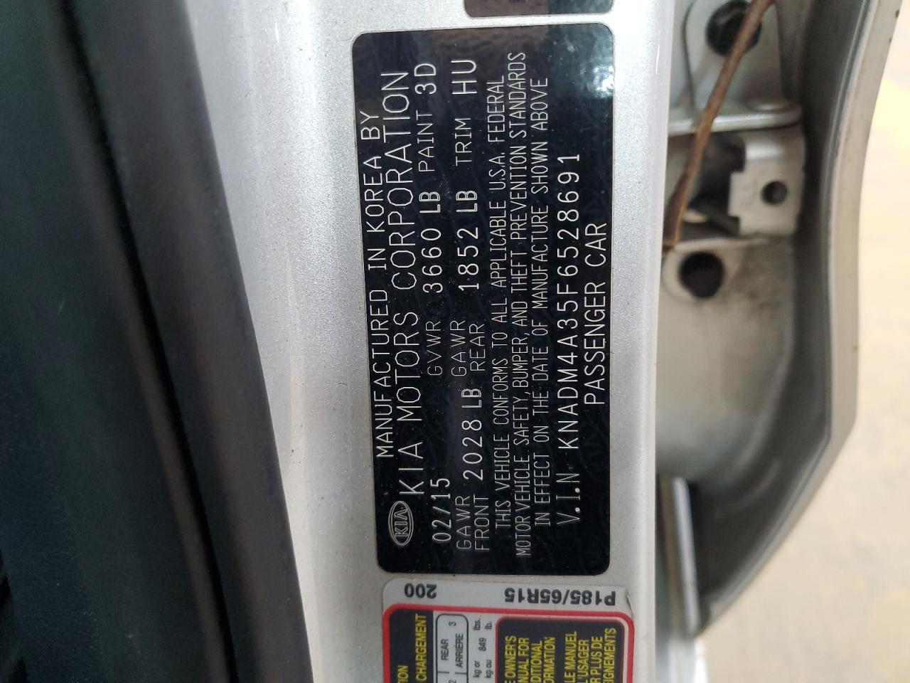 2015 Kia Rio Lx VIN: KNADM4A35F6528691 Lot: 54936425