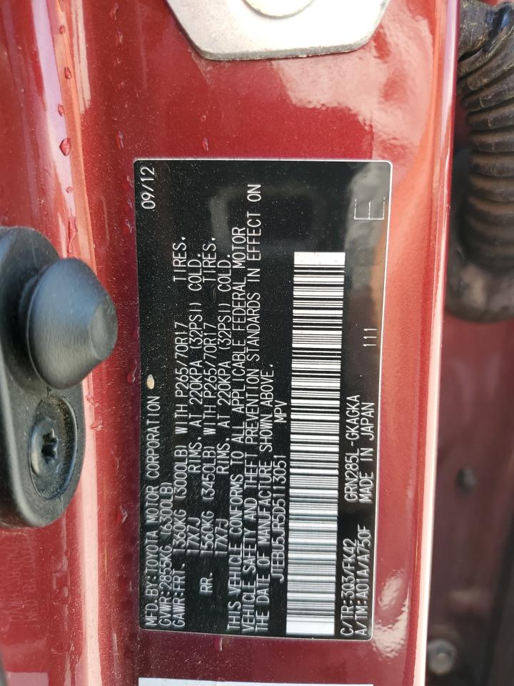 2013 Toyota 4Runner Sr5 VIN: JTEBU5JR5D5113051 Lot: 54318265