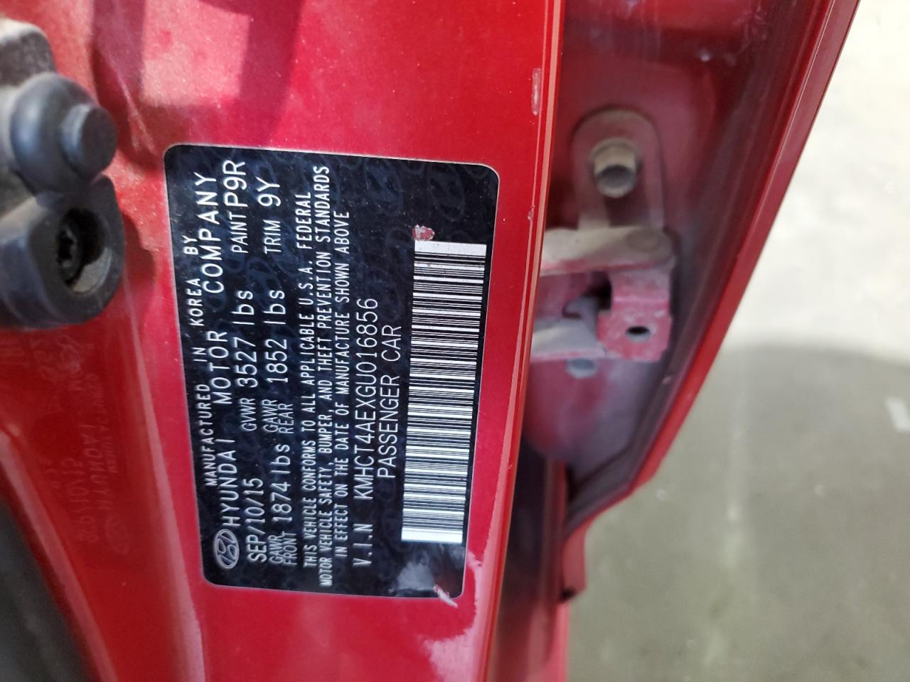 2016 Hyundai Accent Se VIN: KMHCT4AEXGU016856 Lot: 51482275