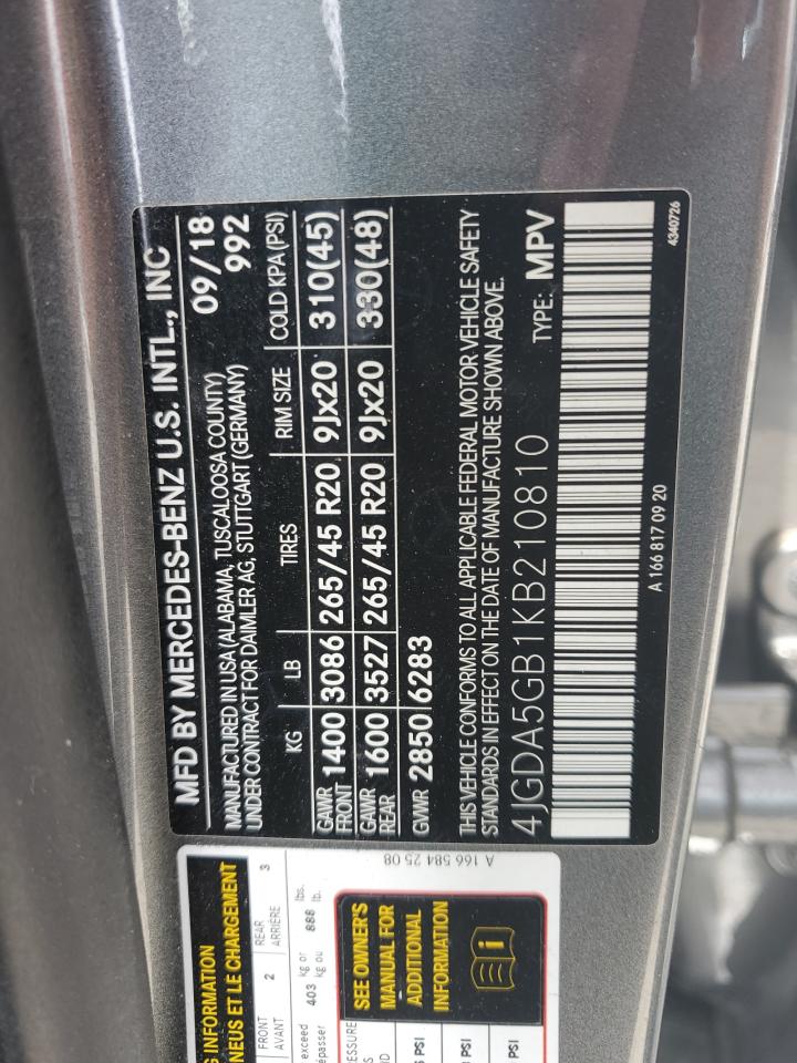 2019 Mercedes-Benz Gle 400 4Matic VIN: 4JGDA5GB1KB210810 Lot: 54844545
