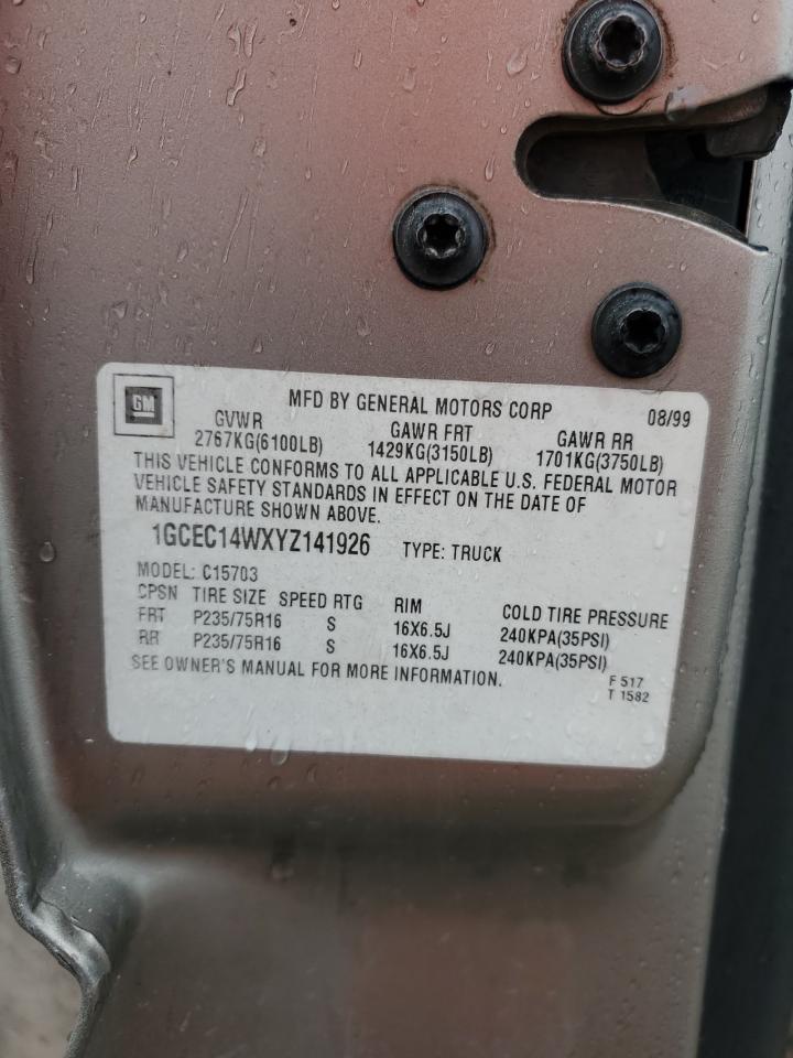 2000 Chevrolet Silverado C1500 VIN: 1GCEC14WXYZ141926 Lot: 54144855