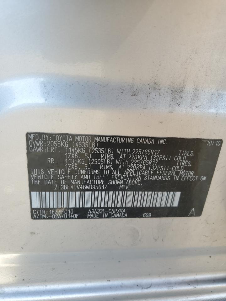 2011 Toyota Rav4 VIN: 2T3BF4DV4BW095617 Lot: 55327945