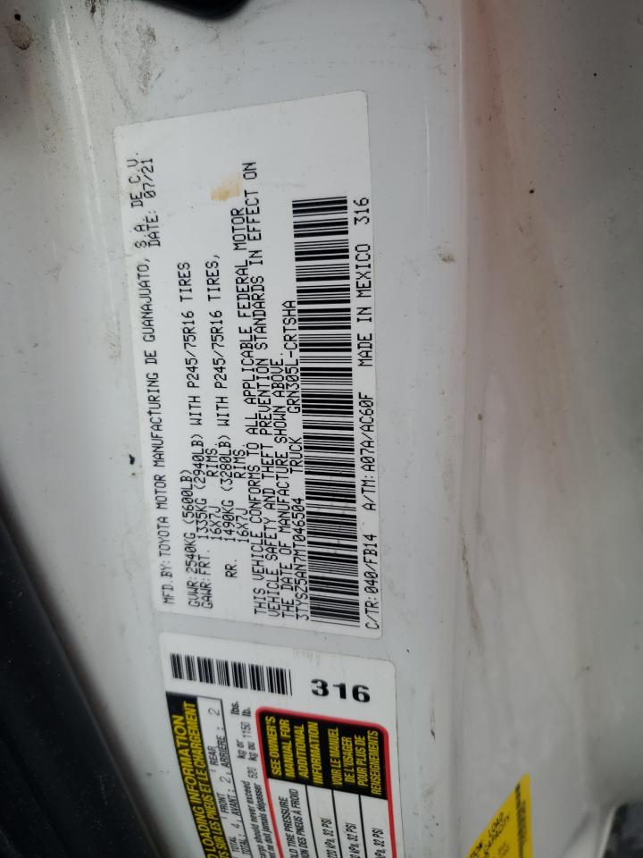 2021 Toyota Tacoma Access Cab VIN: 3TYSZ5AN7MT046504 Lot: 54510895