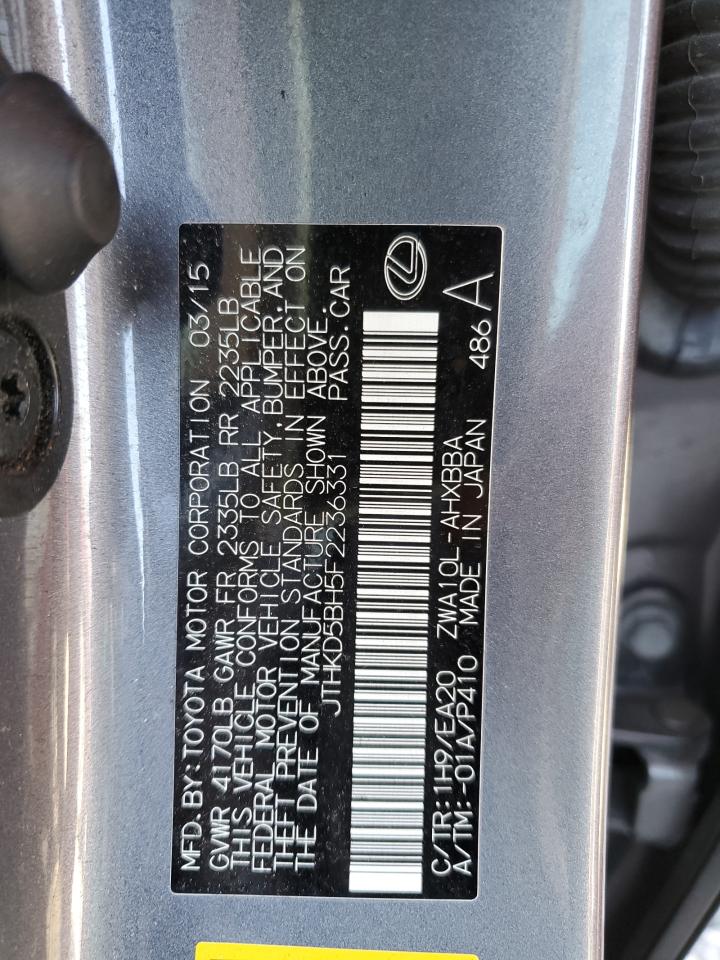 2015 Lexus Ct 200 VIN: JTHKD5BH5F2236331 Lot: 54050875