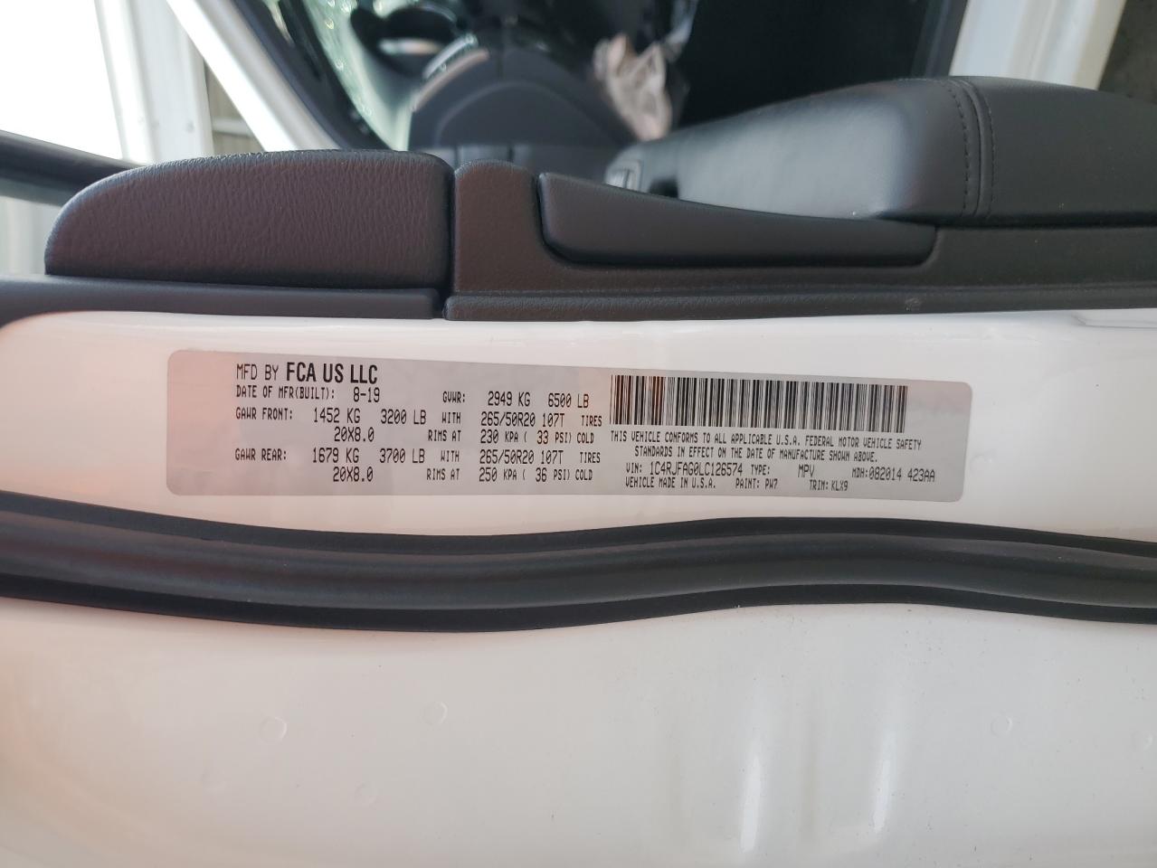 2020 Jeep Grand Cherokee Laredo VIN: 1C4RJFAG0LC126574 Lot: 55101385