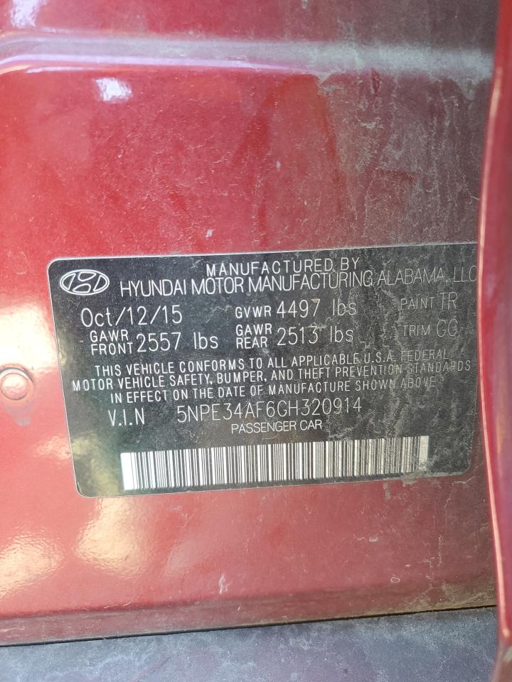 2016 Hyundai Sonata Sport VIN: 5NPE34AF6GH320914 Lot: 68497425