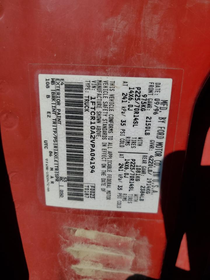 1997 Ford Ranger VIN: 1FTCR10A2VPA04194 Lot: 52018255