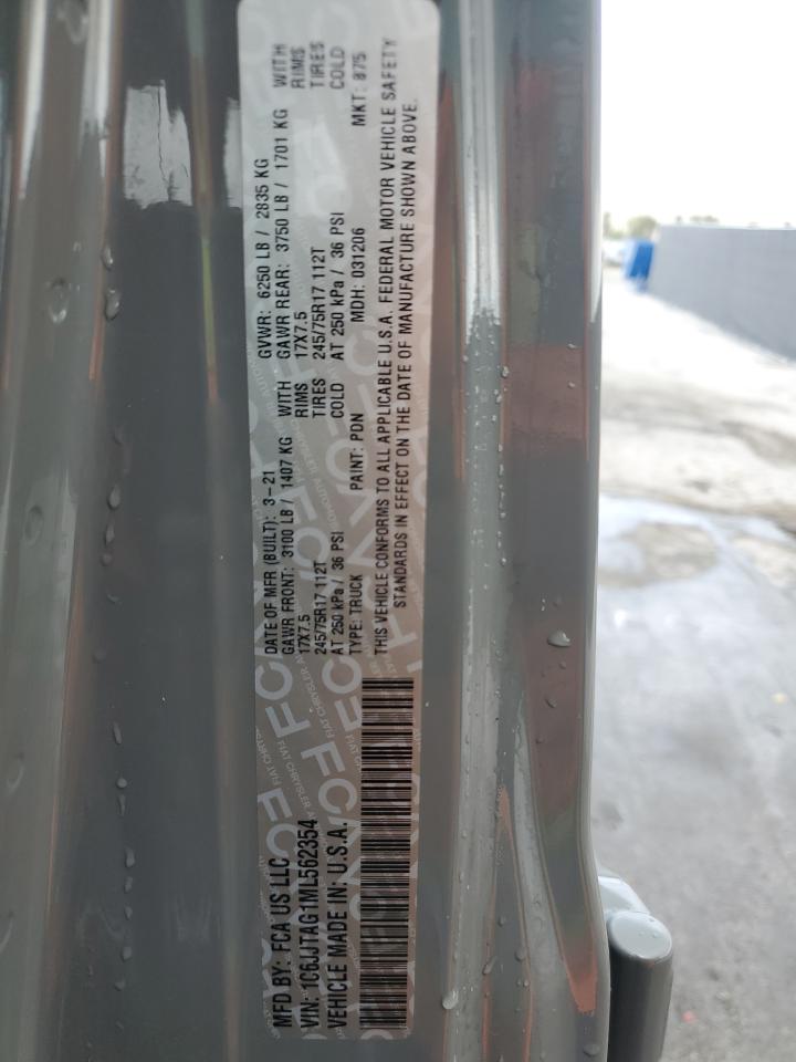 2021 Jeep Gladiator Sport VIN: 1C6JJTAG1ML562354 Lot: 54850185