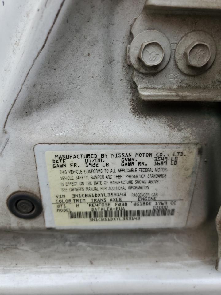 2000 Nissan Sentra Base VIN: 3N1CB51DXYL353143 Lot: 55061205
