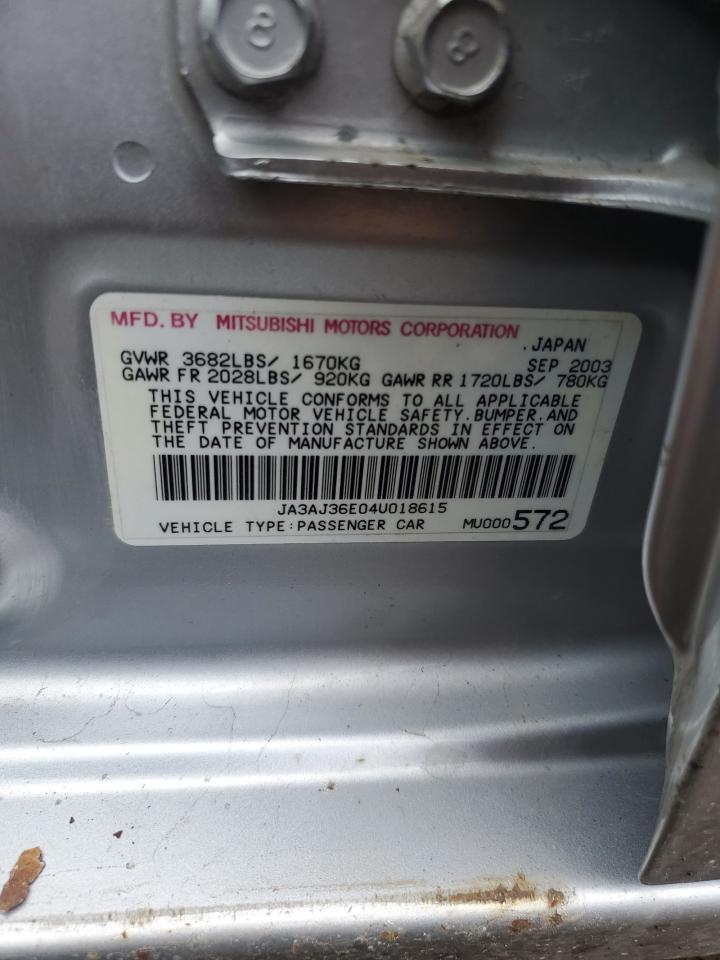 2004 Mitsubishi Lancer Ls VIN: JA3AJ36E04U018615 Lot: 54428055