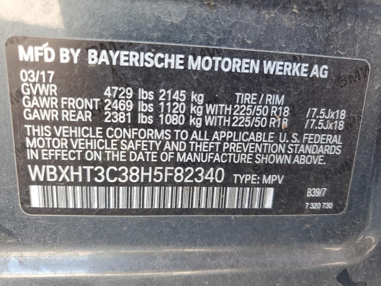 2017 BMW X1 xDrive28I VIN: WBXHT3C38H5F82340 Lot: 53266875