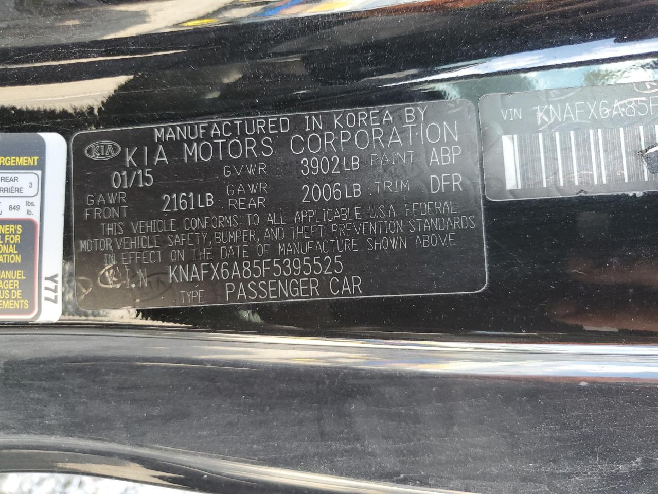 2015 Kia Forte Ex VIN: KNAFX6A85F5395525 Lot: 55209395