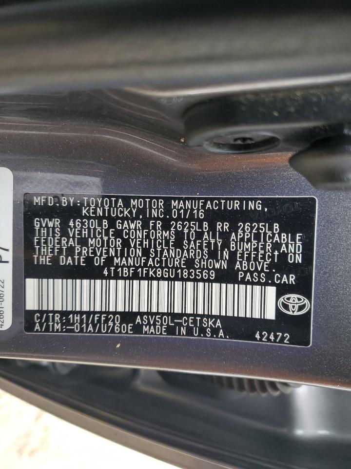 2016 Toyota Camry Le VIN: 4T1BF1FK8GU183569 Lot: 53207815