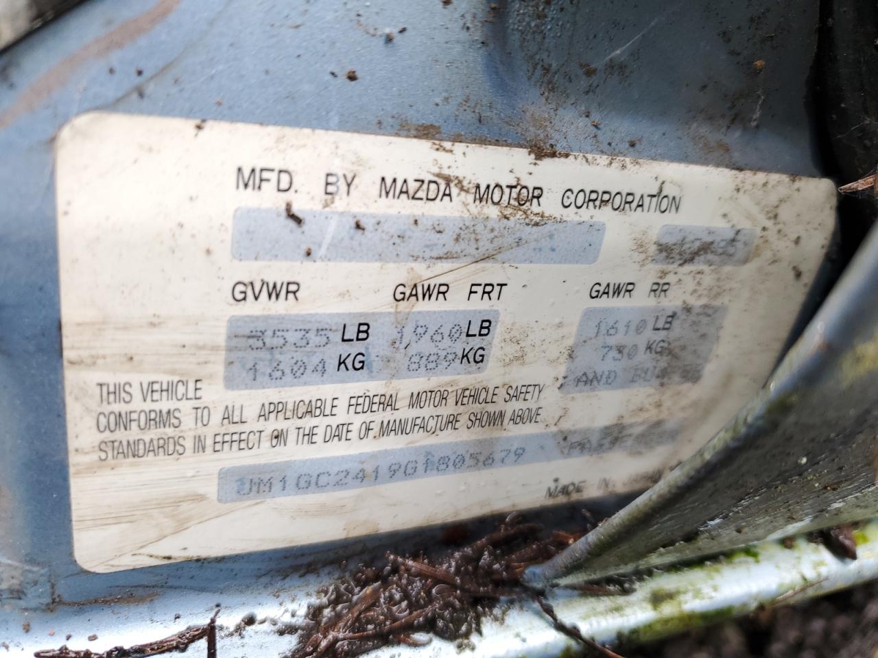 1986 Mazda 626 VIN: JM1GC2419G1805679 Lot: 51294255